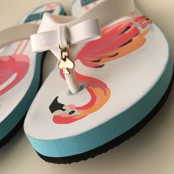 ❤️ SOLD Kate Spade Flamingo Flip Flops Sz 6 - Picture 5 of 15